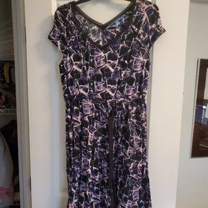 Simply Vera Wang Purple Print Dress SZ M